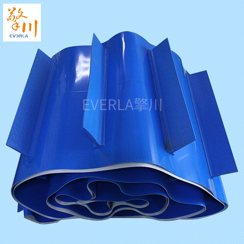 PVC藍色<a href='http://dsjvvrk.cn/shusongdai/' target='_blank'><u>輸送帶</u></a>加擋板