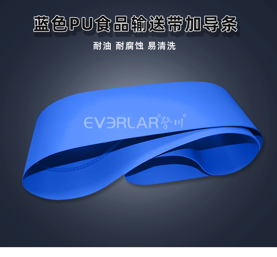 藍(lán)色PU食品<a href='http://dsjvvrk.cn/shusongdai/' target='_blank'><u>輸送帶</u></a>加導(dǎo)條詳情01