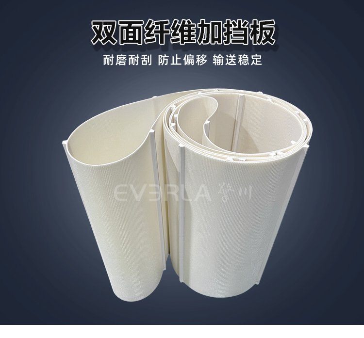 雙面纖維<a href='http://dsjvvrk.cn/shusongdai/' target='_blank'><u>輸送帶</u></a>加擋板